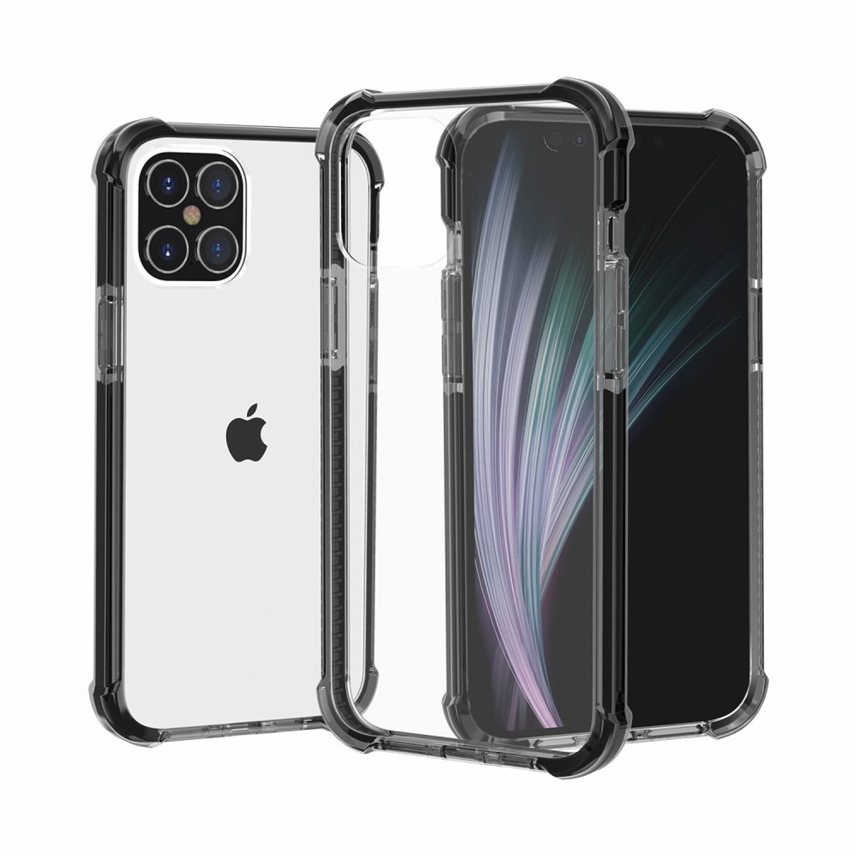 Geschikt voor iPhone 12 / iPhone 12 Pro bumper case hoesje TPU + acryl - transparant zwart