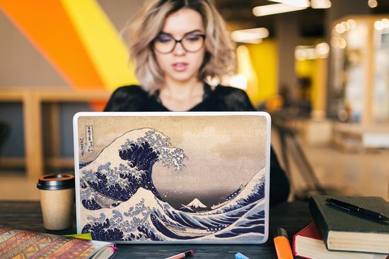 Autocollant pour ordinateur portable - 15,6 pouces - La grande vague au large de Kanagawa - peinture de Katsushika Hokusai