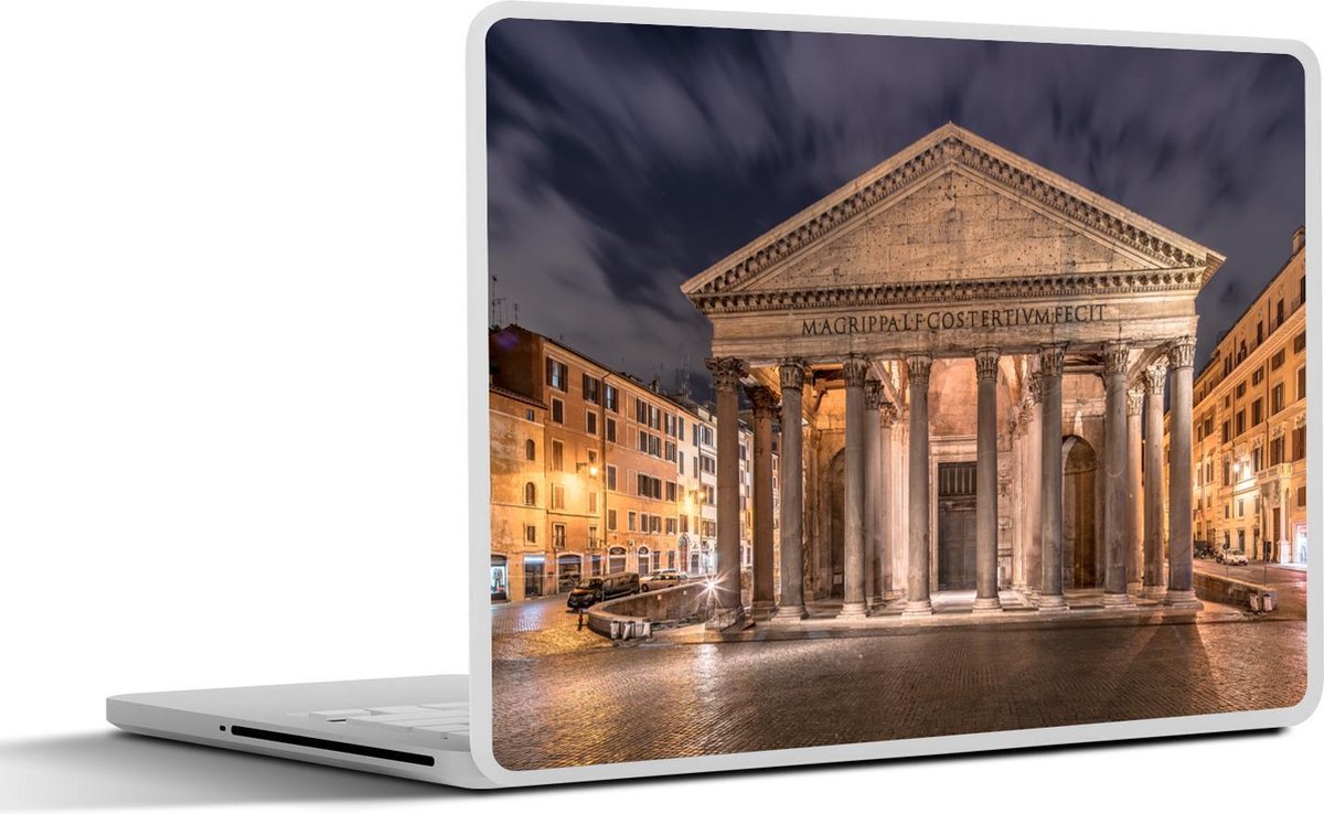Afbeelding van product SleevesAndCases  Laptop sticker - 10.1 inch - Pantheon vooraanzicht in de avond met verlichting in Rome