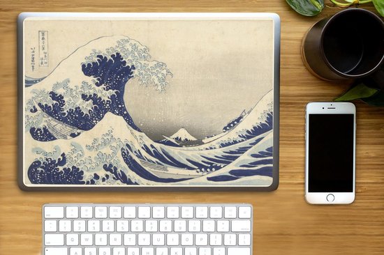Sticker pour ordinateur portable - 15,6 pouces - La Grande Vague au large de Kanagawa - Peinture de Katsushika Hokusai