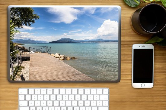 Autocollant pour ordinateur portable - 15,6 pouces - Lac de Garde - Jetée - Bois - 36x27,5 cm - Autocollants pour ordinateur portable - Peau pour ordinateur portable - Couverture