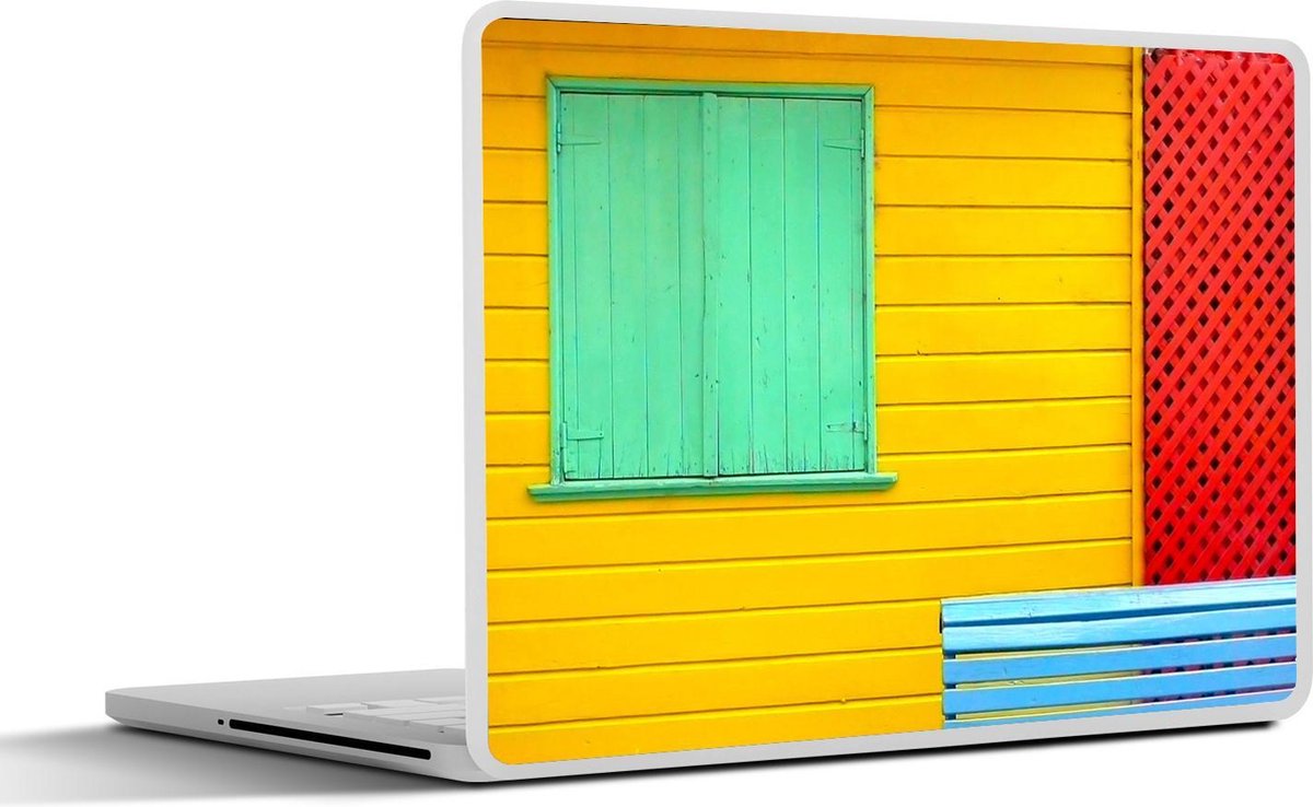 Afbeelding van product SleevesAndCases  Laptop sticker - 17.3 inch - Kleurrijke muur in de Zuid-Amerikaanse wijk La Boca