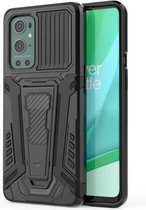 Voor OnePlus 9 Pro War Chariot Series Armor All-inclusive schokbestendige pc + TPU-beschermhoes met onzichtbare houder (zwart)