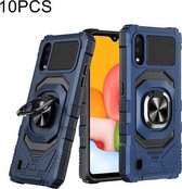 Voor Samsung Galaxy A01 10 PCS Union Armor Magnetische PC + TPU Shockproof Case met 360 Graden Rotatie Ring Houder (Blauw)