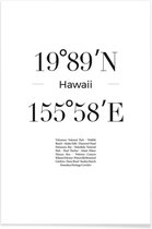 JUNIQE - Poster Hawaii -40x60 /Wit & Zwart