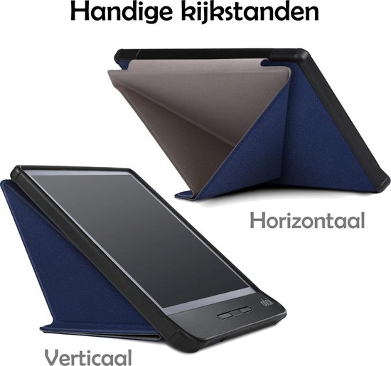 Hoesje Geschikt voor Kobo Libra H2O Hoes Bescherm Hoesje Case Sleep Cover Trifold - Hoes Geschikt voor Kobo Libra H2O Hoesje - Donkerblauw van Rocketbook — afbeelding 3
