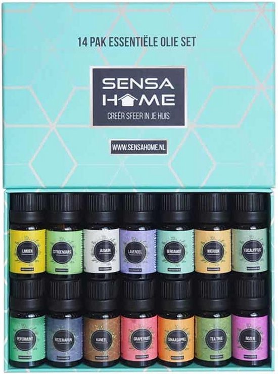 SensaHome Etherische Oliën 14 stuks - 100% puur en natuurlijk - Geschikt voor Aroma diffuser- Essentiële olie set