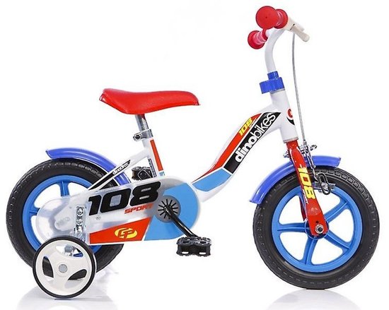 Dino 108 Sport - Kinderfiets 10 Inch - van 1-3 Jaar - met Zijwieltjes - Jongensfiets Blauw — afbeelding 2