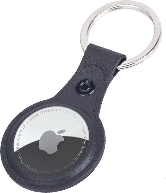 Hoesje Geschikt voor Apple AirTag Sleutelhanger Hoes - Hoesje Geschikt voor Apple AirTag Hoesje Hanger Case Leder Look Sleutelhanger - Zwart