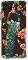 Smartphone hoesje Geschikt voor Samsung Galaxy A22 5G Beschermhoesje met transparante rand Pauw met Bloemen