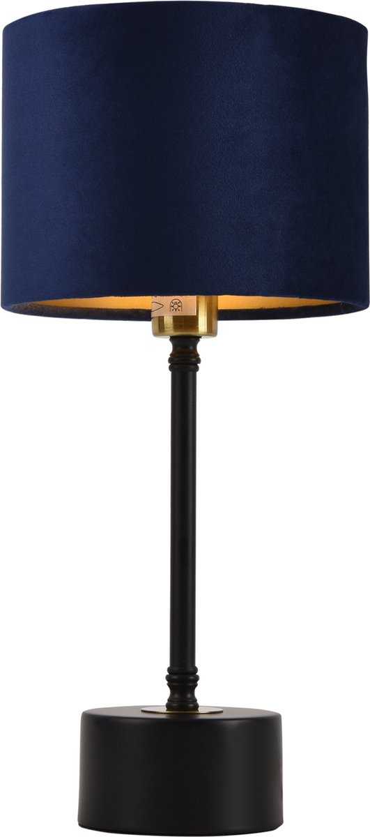 Tafellamp Deventer 39xØ18 cm E14 zwart koper en blauw