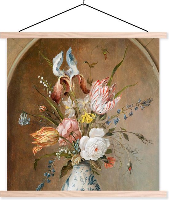Affiche scolaire - Nature morte aux fleurs - Balthasar van der Ast - Peinture - 120x120 cm - Lattes vierges