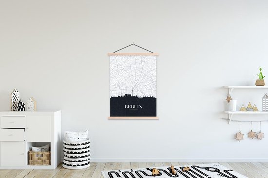 Porte-affiche avec affiche - Affiche scolaire - Carte - Berlin - Skyline - Simple - 120x160 cm - lattes vierges