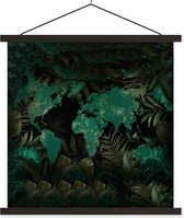 Affiche scolaire - Wereldkaart - Vert - Plantes - 40x40 cm - Lattes noires