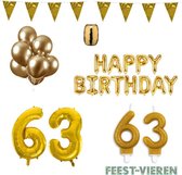 63 jaar Verjaardag Versiering Pakket Goud