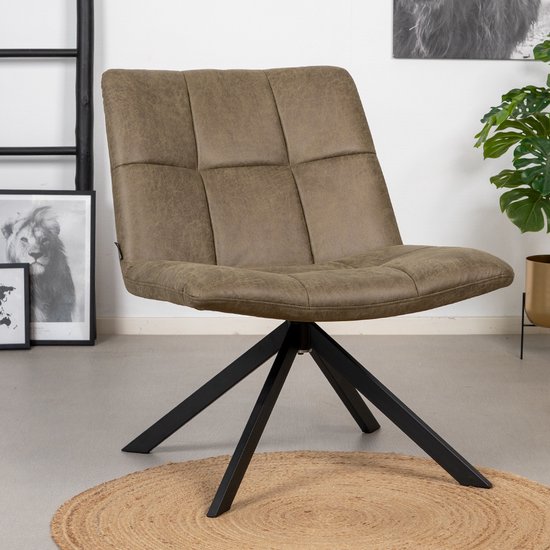 Bronx71® Industriële fauteuil Eevi olijfgroen eco-leer