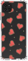 Hippe Hoesje Geschikt voor Samsung Galaxy A22 5G Smartphone hoesje met doorzichtige rand Hearts