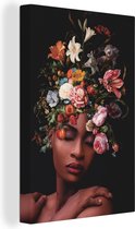 Peintures Toile Femme - Maquillage - Bouquet - 40x60 cm - Décoration murale