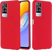 Voor vivo Y51 2020/Y51a/Y51s/Y31 Pure Kleur Vloeibare Siliconen Schokbestendig Volledige Dekking Case (Rood)