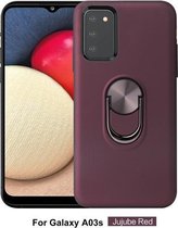 Voor Samsung Galaxy A03S 360 roterende multifunctionele stent pc + TPU-hoes met magnetische onzichtbare houder (jujube rood)
