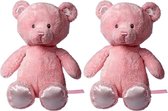 2x stuks pluche roze knuffel beer 28 cm - Beren knuffeldieren - Geboorte meisjes cadeau