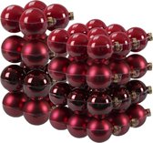 52x stuks glazen kerstballen rood/donkerrood 6 en 8 cm mat/glans - Kerstversiering/kerstboomversiering