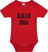 Hallo oma tekst baby rompertje rood jongens en meisjes - Kraamcadeau - Babykleding 80 (9-12 maanden)