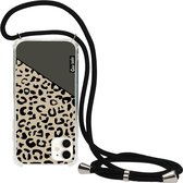 Casetastic Apple iPhone 11 Hoesje met koord - Lanyard Case - Leopard Mix Green Print