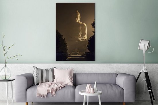Peintures sur toile Bouddha - Ombre - Arbre - 80x120 cm - Décoration murale