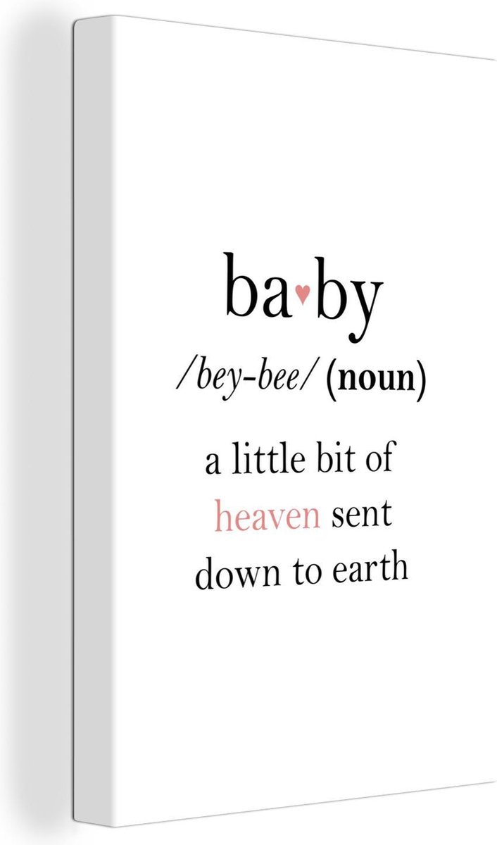 Canvas Schilderij Baby - Spreuken - Meisjes - Quotes - Woordenboek - 60x90 cm - Wanddecoratie