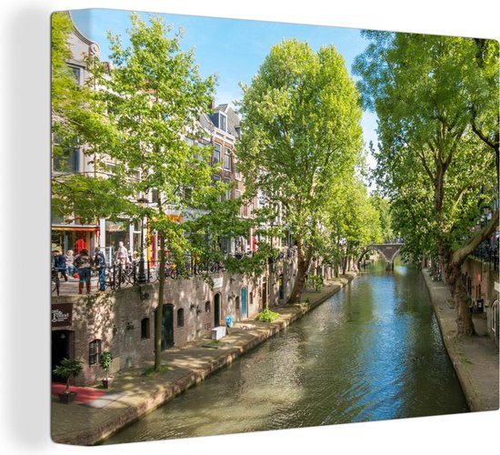 Canvas Schilderij Utrecht - Boom - Kanaal - 80x60 cm - Wanddecoratie