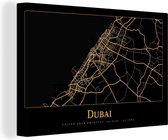 Canvas Schilderij Kaart - Dubai - Goud - Zwart - 90x60 cm - Wanddecoratie