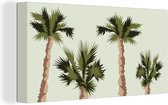 Canvas Schilderij Palmboom - Zomer - Tropisch - 40x20 cm - Wanddecoratie