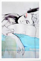 JUNIQE - Poster Maddelina -40x60 /Blauw & Wit
