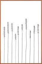 JUNIQE - Poster met kunststof lijst Pine Forest -20x30 /Wit & Zwart