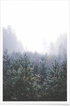 JUNIQE - Poster Misty Forest -30x45 /Grijs