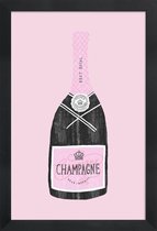 JUNIQE - Poster in houten lijst Champagne -30x45 /Roze & Zwart