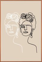 JUNIQE - Poster met kunststof lijst Frida Double Beige -40x60 /Ivoor