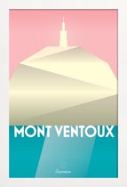 JUNIQE - Poster in houten lijst Mont Ventoux II -40x60 /Turkoois & Wit