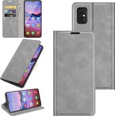 Voor ZTE Blade V2020 Smart Retro-skin Business Magnetische Suction Leather Case met Houder & Kaartsleuven & Portemonnee (Grijs)
