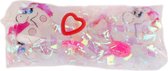 slijmfiguur gladjanus meisjes 13 cm transparant/roze