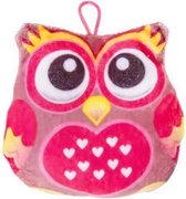 knuffeluil junior 13 cm pluche roze