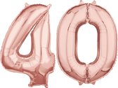 Helium cijfer ballonnen 40  rosé goud.