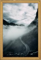 JUNIQE - Poster met houten lijst Misty Roads -20x30 /Grijs & Wit