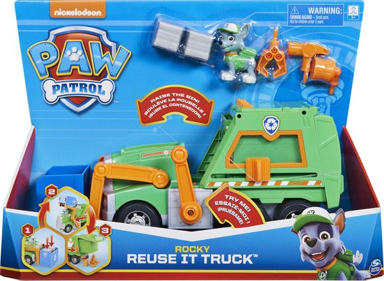 PAW Patrol LA PAT' PATROUILLE - CAMION DE RECYCLAGE DE ROCKY REUSE IT -  Camion