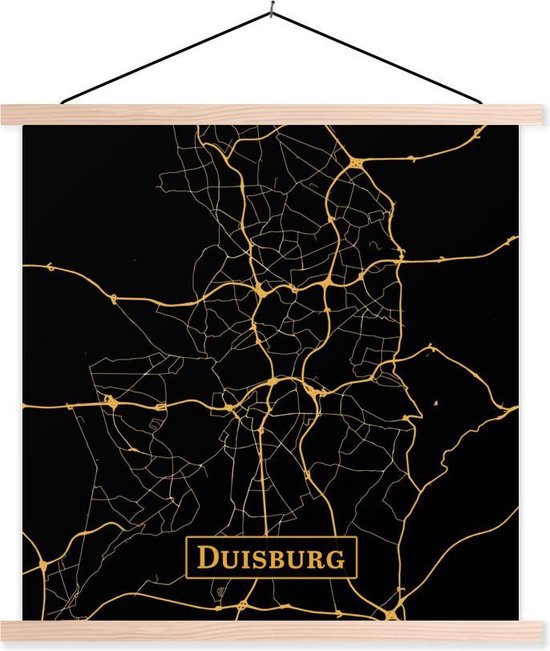 Porte-affiche avec affiche - Affiche scolaire - Carte - Duisburg - Allemagne - Or - Zwart - 120x120 cm - Lattes vierges