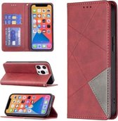 Rhombus Texture Horizontal Flip Magnetic Leather Case met houder en kaartsleuven voor iPhone 13 mini (rood)