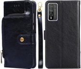 Voor Honor 10X Lite Rits Tas PU + TPU Horizontale Flip Lederen Case met Houder & Kaartsleuf & Portemonnee & Lanyard (Zwart)