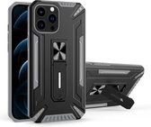 War-god Armor TPU + PC Schokbestendige magnetische beschermhoes met opvouwbare houder voor iPhone 13 Pro Max (grijs)