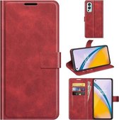 Voor OnePlus Nord 2 5G Retro Kalf Patroon Gesp Horizontale Flip Lederen Case met Houder & Kaartsleuven & Portemonnee (Rood)